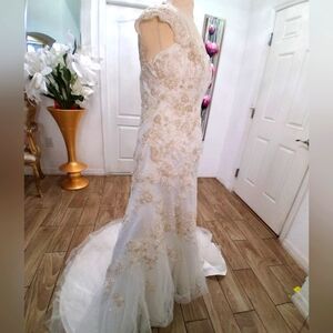David's Bridal Elegant Cream Gown